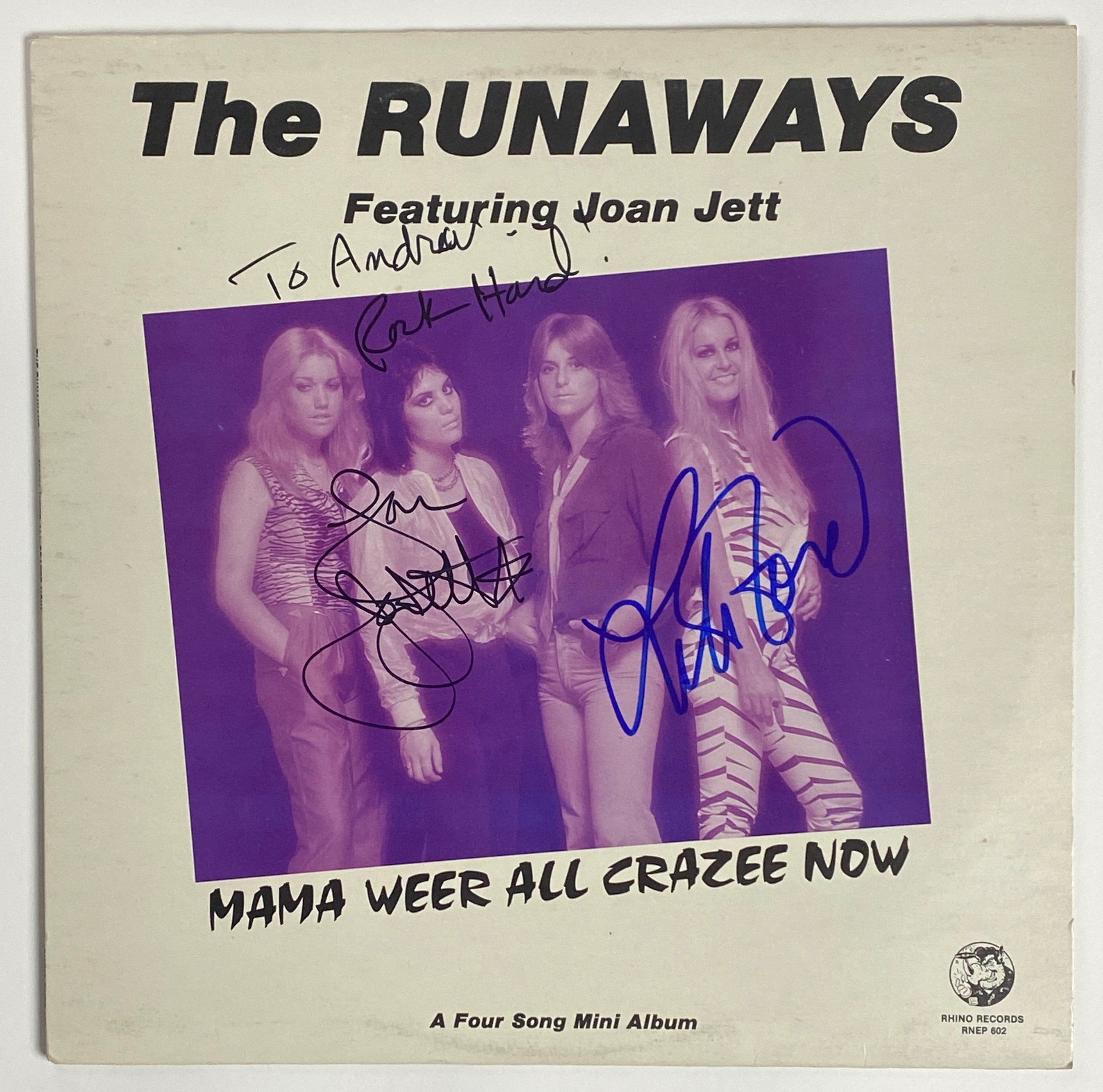 THE RUNAWAYS JOAN JETT & LITA FORD Autograph Signed 