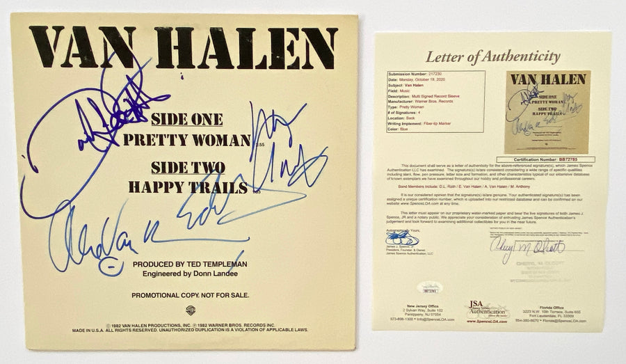 VAN HALEN X4 GROUP Signed Autograph 'Pretty Woman' Promo 12